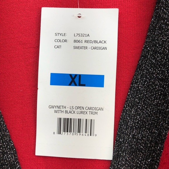 By Design Gwyneth Open Cardigan with Black Lurex Trim Size XL - Picture 4 of 10